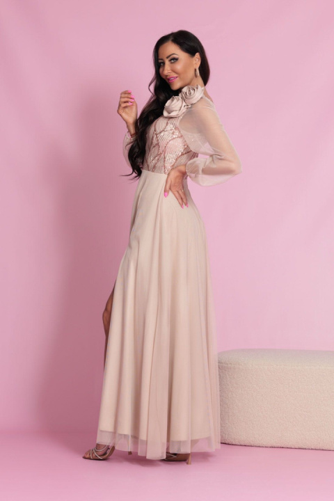 Sukienka Maxi STELLA / beżowa-złota