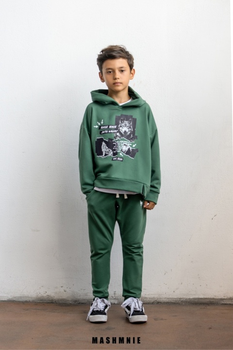Bluza Chłopięca z Kapturem Zielona AW25 Mash Mnie Bluza Chłopięca z Kapturem Zielona AW25 Mash Mnie