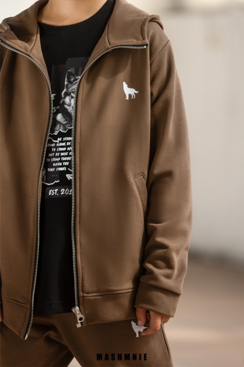 Bluza Rozpinana z Wilkiem Brązowa AW25 MashMnie