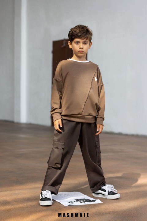 Bluza dla Chłopca przez głowę Brązowa AW25 Mash Mnie