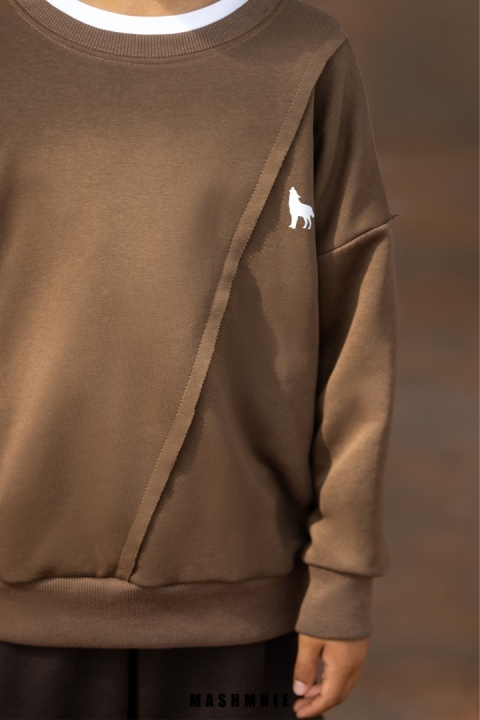 Bluza dla Chłopca przez głowę Brązowa AW25 Mash Mnie