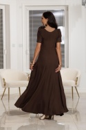 Elegancka sukienka na wesele RUBI maxi / Czekolada