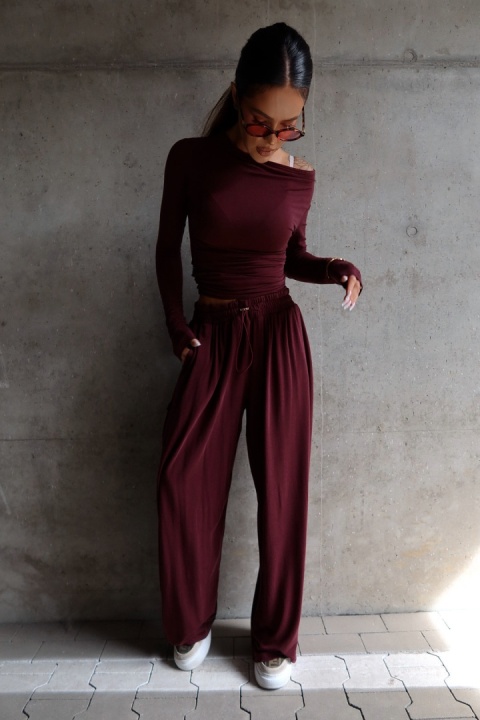 Spodnie SLOUCHIE bordo LA MANUEL Spodnie SLOUCHIE bordo LA MANUEL
