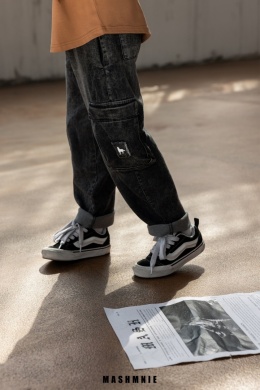 Spodnie bojówki Unisex szary jeans AW25 MashMnie