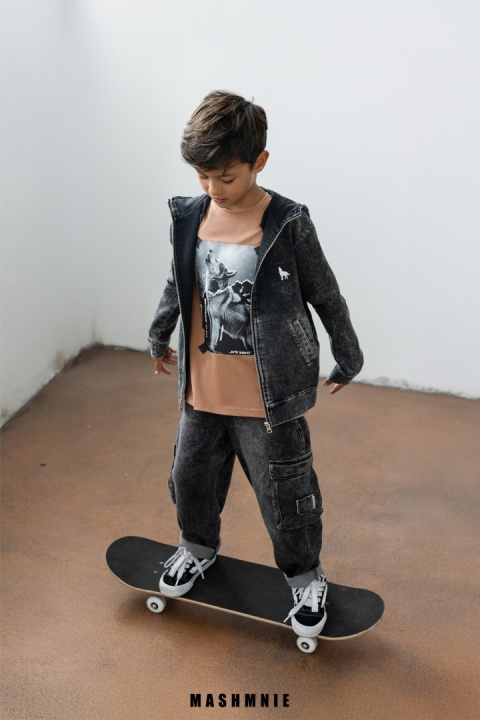 Spodnie bojówki Unisex szary jeans AW25 MashMnie Spodnie bojówki Unisex szary jeans AW25 MashMnie