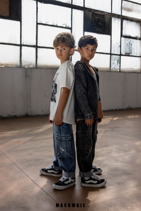 Spodnie bojówki Unisex szary jeans AW25 MashMnie Spodnie bojówki Unisex szary jeans AW25 MashMnie
