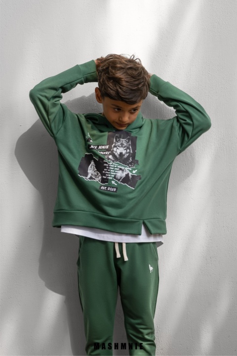 Spodnie dresowe dla chłopca Zielone AW25 Mash Mnie