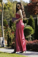 Sukienka maxi LOREN satin / Bordowy