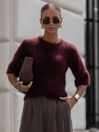 Sweter ARIEL Premium Bordowy YARNO