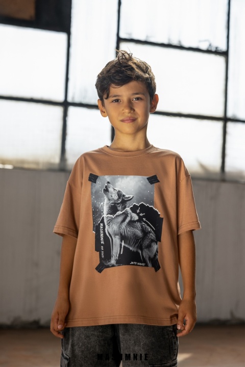 T-shirt Bawełniany mokka AW25 MashMnie