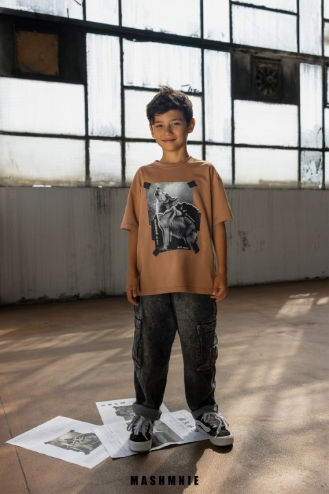 T-shirt Bawełniany mokka AW25 MashMnie