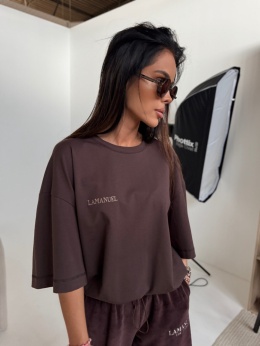 Tshirt UNISEX damski brązowy LAMANUEL