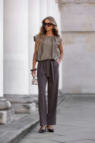 WIĄZANE SPODNIE Z WYSOKIM STANEM Lalous