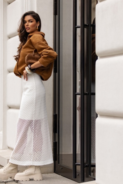 ZAMSZOWA KURTKA Z KOŁNIERZEM CAMEL LALOUS