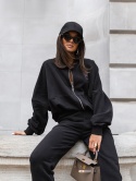 Bluza damska oversize na suwak – czarna COCOMORE