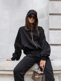 Bluza damska oversize na suwak – czarna COCOMORE