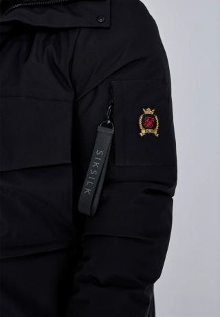 Czarna kurtka zimowa-parka SIKSILK z kapturem