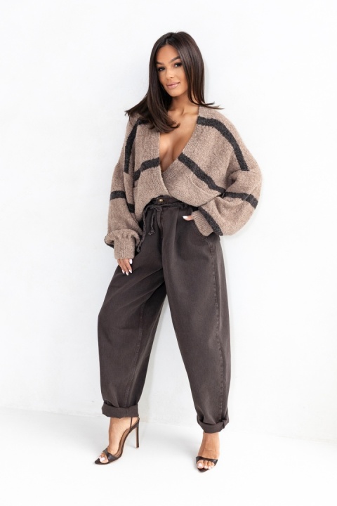 KARDIGAN NITA BEŻOWY Z GRAFITEM Sempre