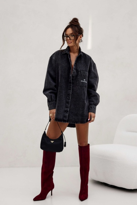 KOSZULA JEANS CZARNA SEMPRE