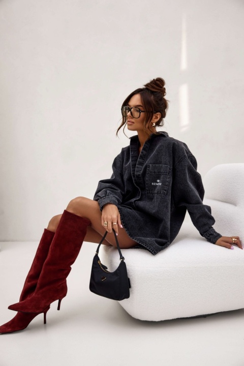 KOSZULA JEANS CZARNA SEMPRE