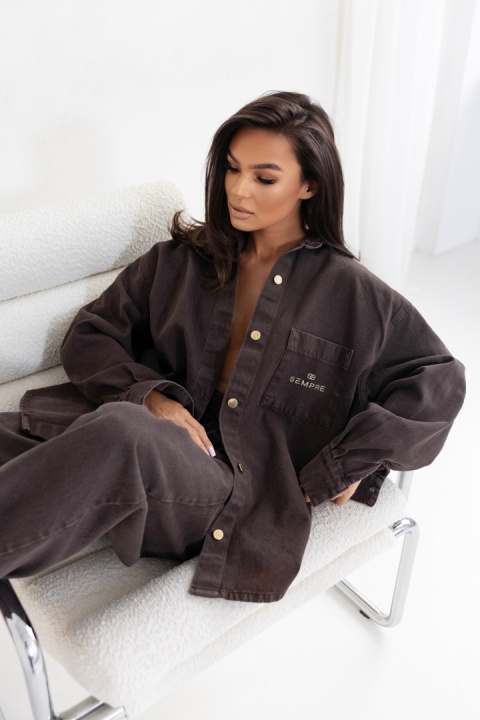 KOSZULA JEANS CZEKOLADOWA SEMPRE