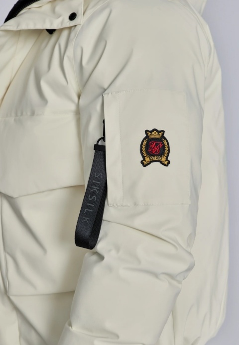 Kurtka Bomber z Kapturem SIK SILK kremowa Kurtka Bomber z Kapturem SIK SILK kremowa