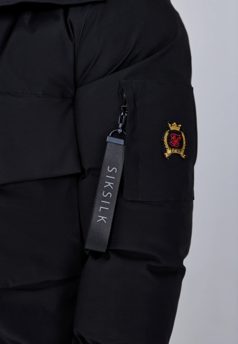 Kurtka Bomber z Kapturem SIK SILK czarny Kurtka Bomber z Kapturem SIK SILK czarny