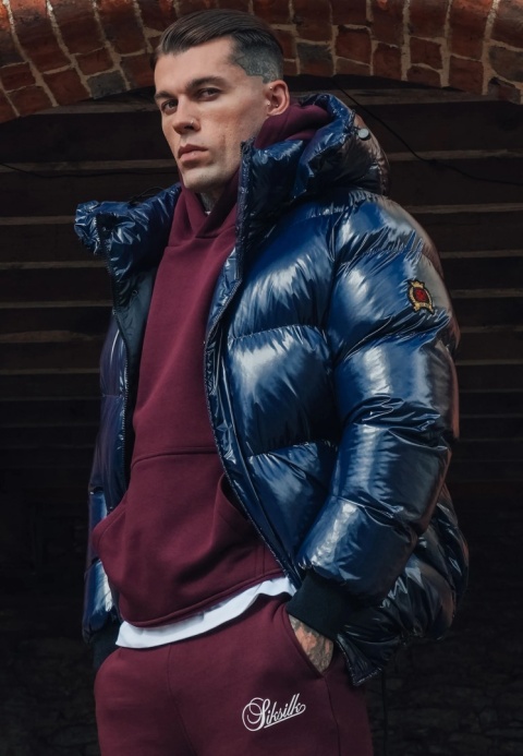 Kurtka Puchowa o Wysokim Połysku SikSilk granatowa Kurtka Puchowa o Wysokim Połysku SikSilk granatowa