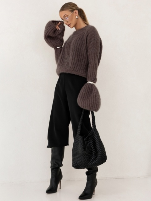 SWETER PUSIA PREMIUM jasny czekoladowy