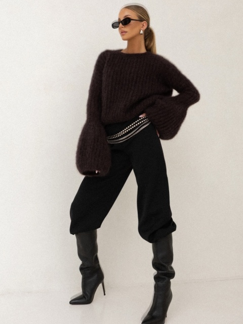 SWETER PUSIA PREMIUM ciemny czekoladowy