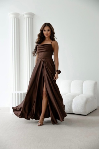 Sukienka Belly maxi pudrowy czekolada