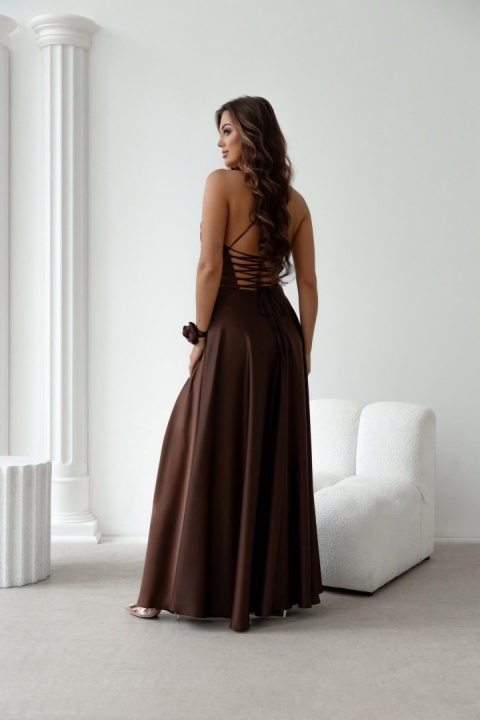 Sukienka Belly maxi pudrowy czekolada