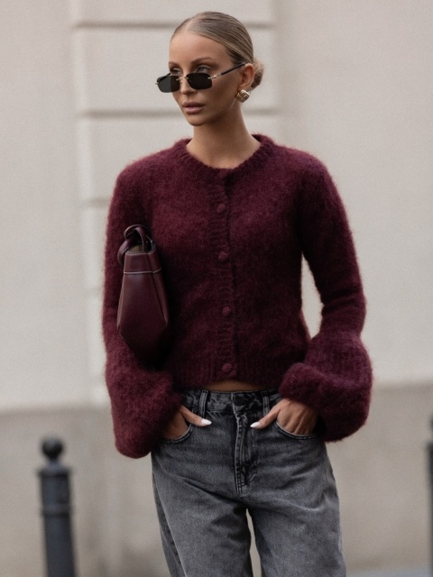 Sweter ANA Premium YARN bordowy