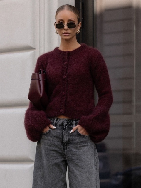 Sweter ANA Premium YARN bordowy