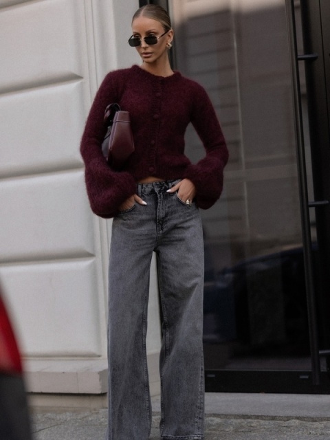 Sweter ANA Premium YARN bordowy