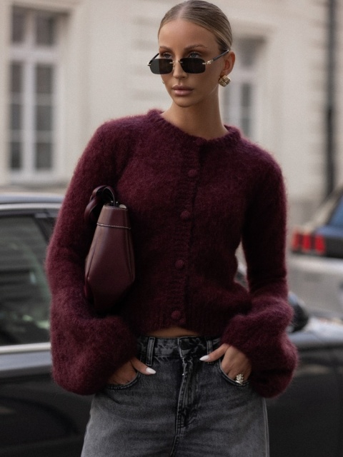 Sweter ANA Premium YARN bordowy