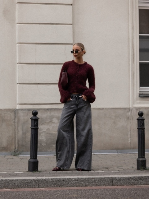 Sweter ANA Premium YARN bordowy