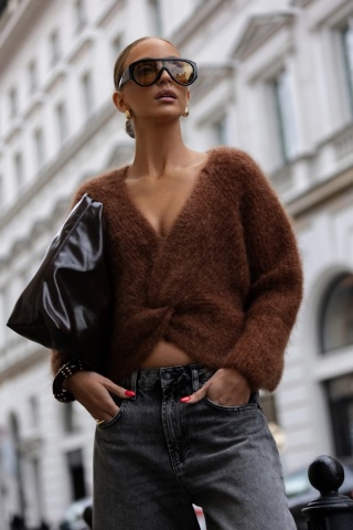 Sweter Teilor YARN brązowy