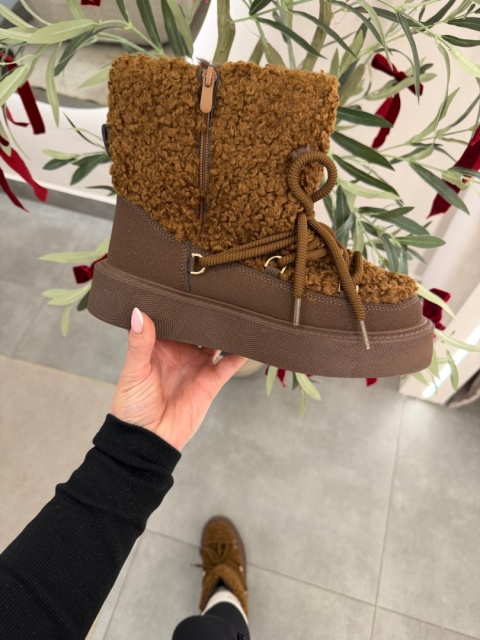 Ocieplane botki Teddy na platformie