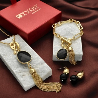 Bransoletka z agatem czarnym B97503