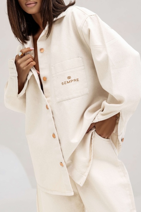 KOSZULA JEANS BEŻOWA SEMPRE