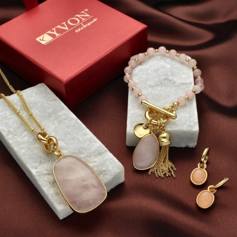 Kolczyki z kwarcem różowym E97500