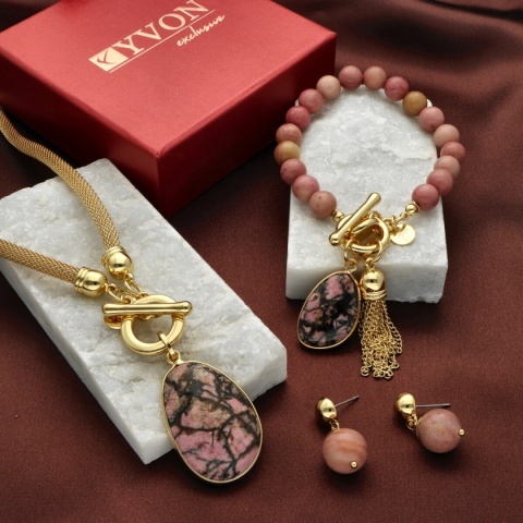 Kolczyki z rodonitem E97511