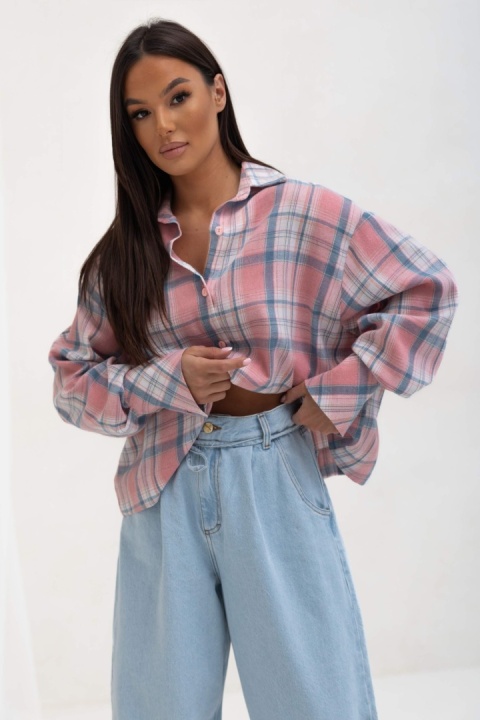 Koszula AVA Różowo - niebieska sempre