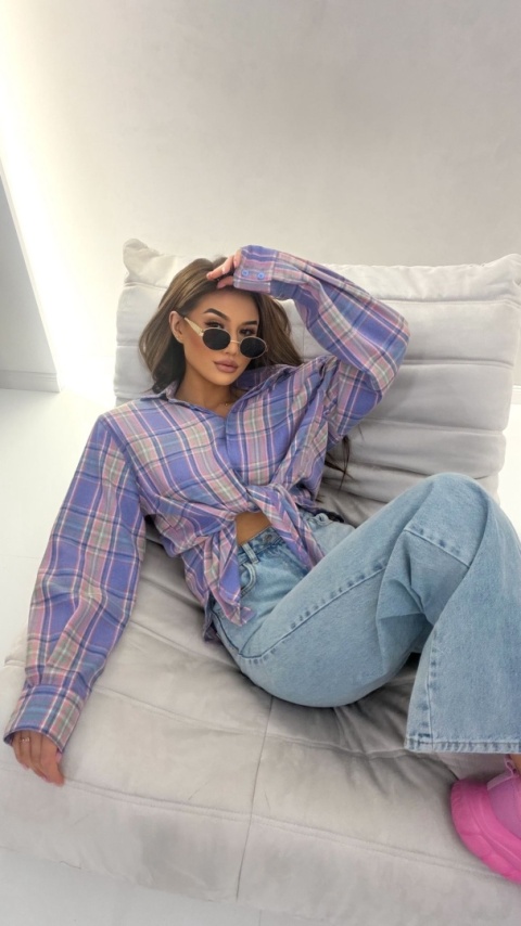 Koszula MILLAGRO w kratę - lawendowa