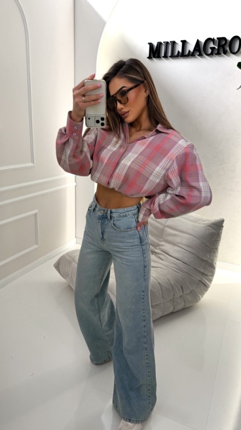 Koszula MILLAGRO w kratę - jasny róż