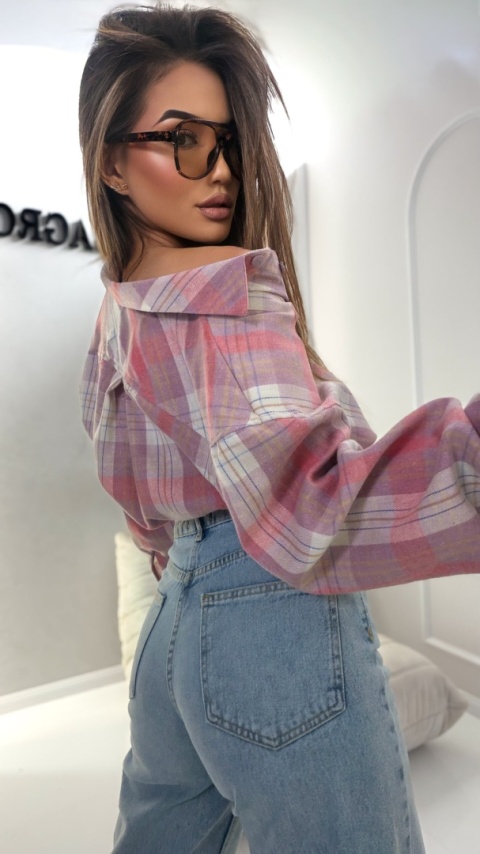 Koszula MILLAGRO w kratę - jasny róż