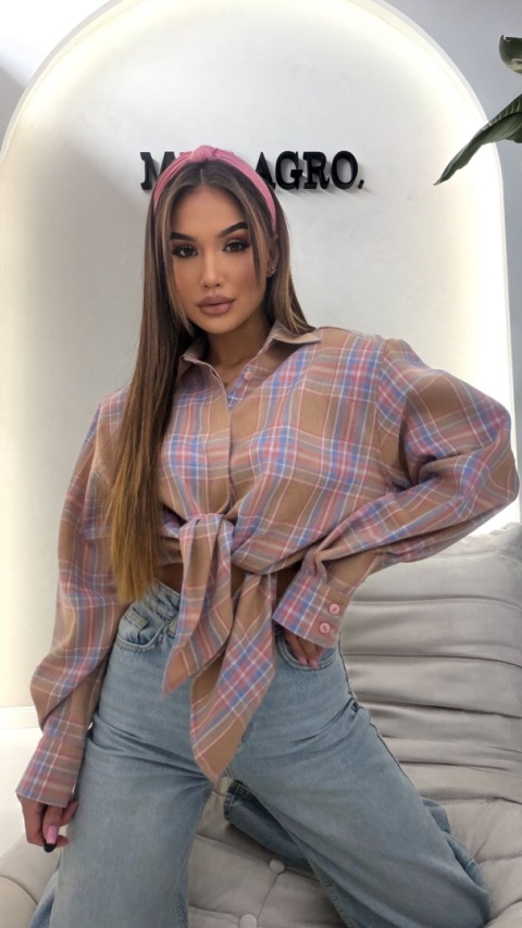 Koszula MILLAGRO w kratę - beżowa