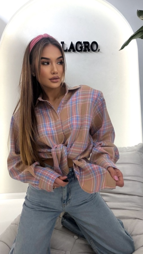 Koszula MILLAGRO w kratę - beżowa