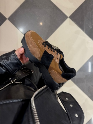 Brązowe Sneakersy ze skóry naturalnej GD-XF-112